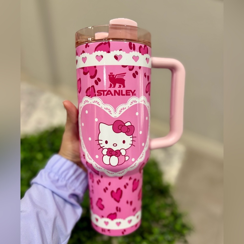 Customized Stanley Pink Heart Tumbler with Hello Kitty - Picture 4 of 6